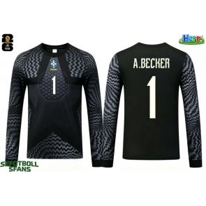 Brasilien Alisson Becker #1 Målvakt Hemmatröja VM 2026 Långärmad